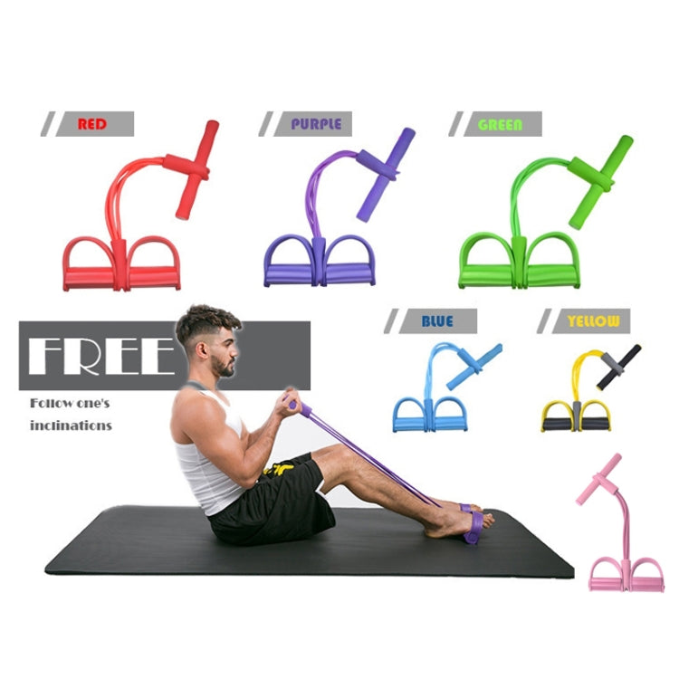 Equipamento multifuncional de fitness abdominal com quatro tubos, puxador de pedal, corda elástica para pedal, auxílio para abdominais, verde, roxo, azul, vermelho, amarelo