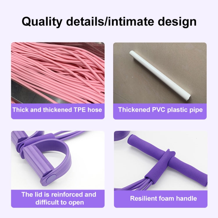 Equipamento multifuncional de fitness abdominal com quatro tubos, puxador de pedal, corda elástica para pedal, auxílio para abdominais, verde, roxo, azul, vermelho, amarelo
