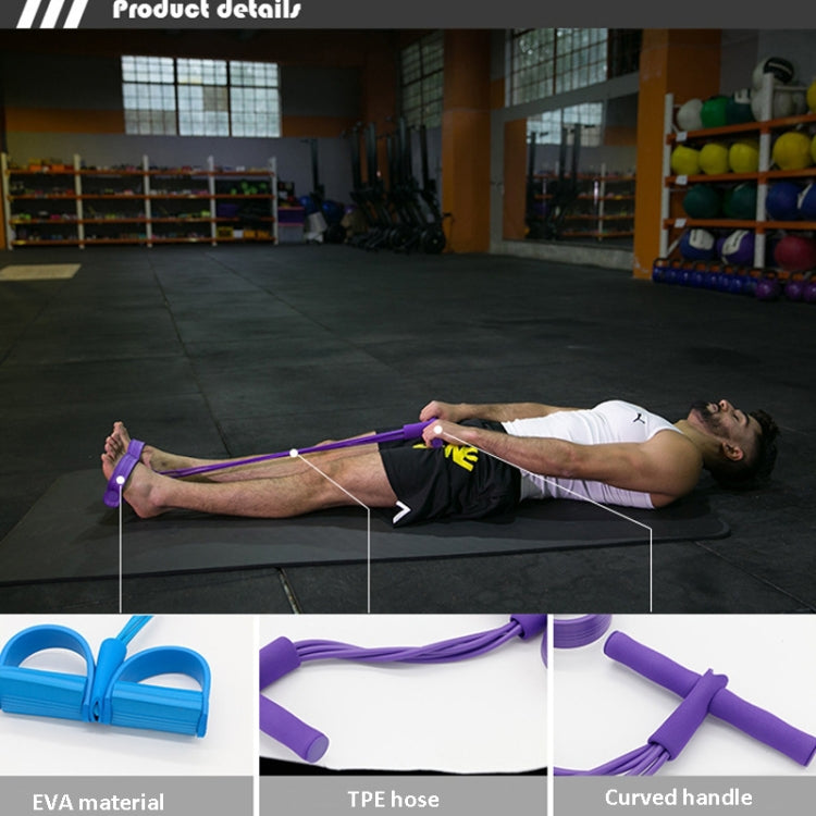 Equipamento multifuncional de fitness abdominal com quatro tubos, puxador de pedal, corda elástica para pedal, auxílio para abdominais, verde, roxo, azul, vermelho, amarelo