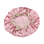 Touca de Banho Impermeável Dupla Colorida em Cetim para Mulheres, Espessa e Bonita, Rosa, Dourado, Cinzento