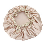 Touca de Banho Impermeável Dupla Colorida em Cetim para Mulheres, Espessa e Bonita, Rosa, Dourado, Cinzento