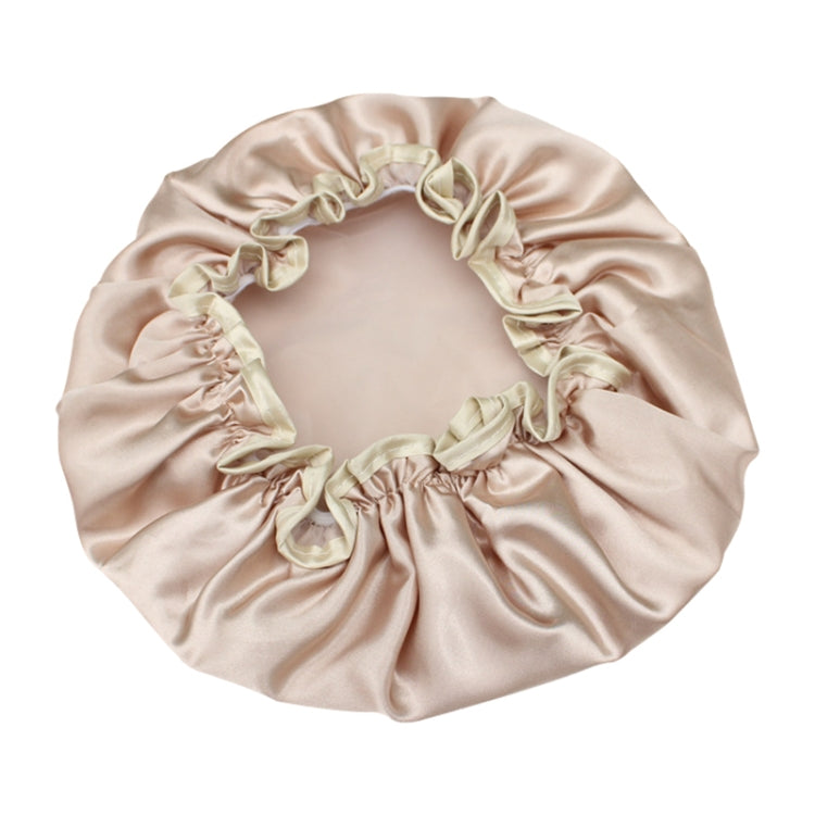 Touca de Banho Impermeável Dupla Colorida em Cetim para Mulheres, Espessa e Bonita, Rosa, Dourado, Cinzento