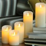 3 VELAS eletrónicas LED para decoração de aniversário, casamento e casa, suporte para velas, alimentadas a pilhas, tamanhos: 7,5 x 10 cm, 7,5 x 12,5 cm, 7,5 x 15 cm, 7,5 x 17,5 cm, 7,5 x 20 cm