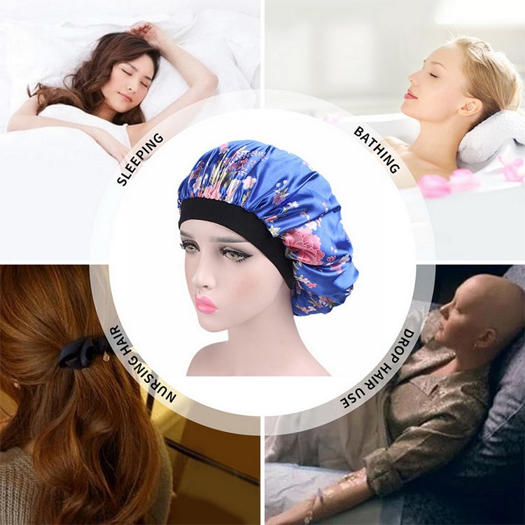 2 PCS Touca de Dormir de Cetim para Mulheres Boné de Cabelo Touca de Seda com Banda Elástica Larga