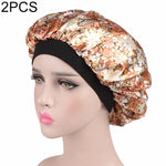 2 PCS Touca de Dormir de Cetim para Mulheres Boné de Cabelo Touca de Seda com Banda Elástica Larga