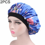 2 PCS Touca de Dormir de Cetim para Mulheres Boné de Cabelo Touca de Seda com Banda Elástica Larga