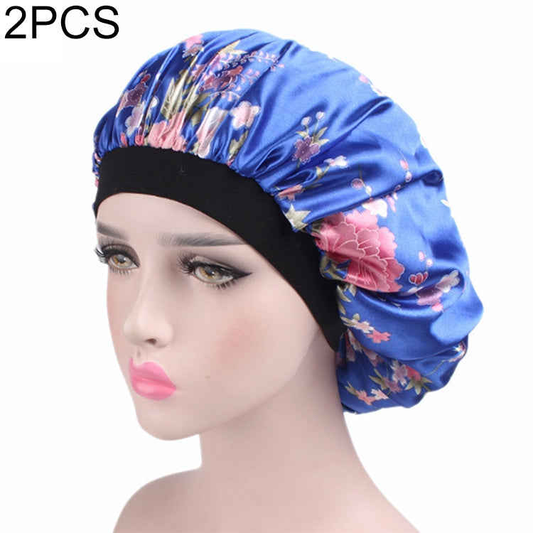 2 PCS Touca de Dormir de Cetim para Mulheres Boné de Cabelo Touca de Seda com Banda Elástica Larga