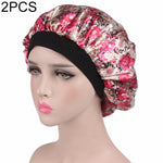 2 PCS Touca de Dormir de Cetim para Mulheres Boné de Cabelo Touca de Seda com Banda Elástica Larga