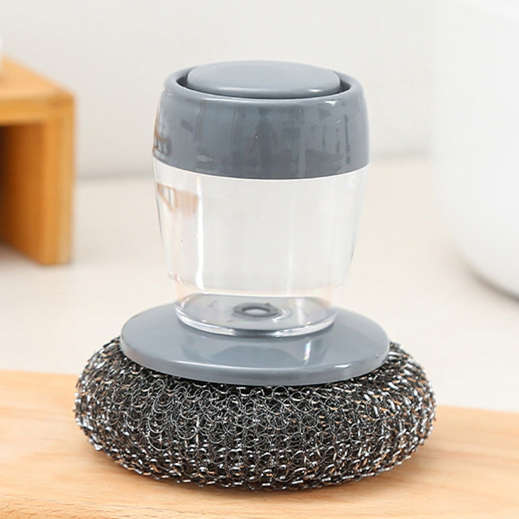 Escova de Limpeza Multifuncional de Empurrar, Detergente Automático para Cozinha com Adição de Líquido, Escova para Louça, Escova para Panelas com Bola de Aço, Escova para Panelas PET