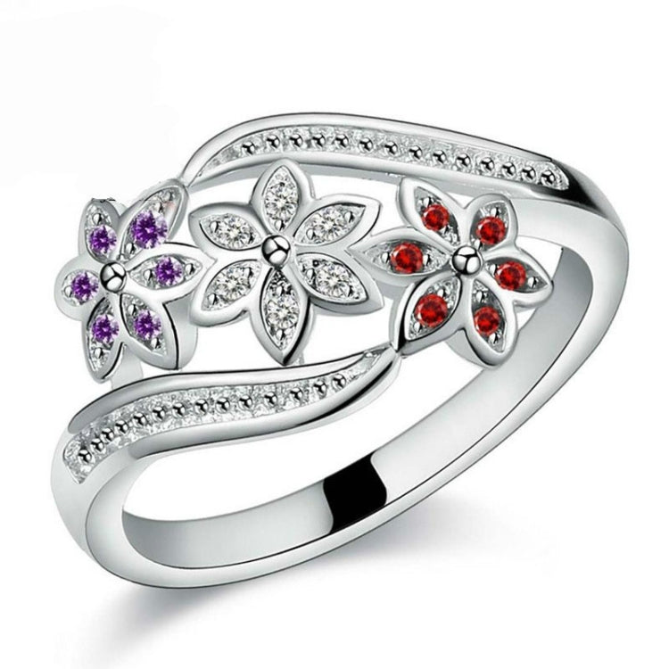Anel de Diamante com Cauda Colorida de Flor Tricolor da Moda