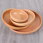 Round Fruit Plate Salad Bowl Thick Wood Dried Fruit Plate Fruit Sushi Plate, 15cm, 20cm, 25cm, 30cm