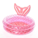 Piscina Insuflável em Forma de Sereia para Casa, Crianças e Bebés, Almofada de Ar Flutuante Redonda Cor-de-Rosa, 90cm, 120cm, 150cm
