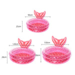 Piscina Insuflável em Forma de Sereia para Casa, Crianças e Bebés, Almofada de Ar Flutuante Redonda Cor-de-Rosa, 90cm, 120cm, 150cm