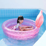 Piscina Insuflável em Forma de Sereia para Casa, Crianças e Bebés, Almofada de Ar Flutuante Redonda Cor-de-Rosa, 90cm, 120cm, 150cm