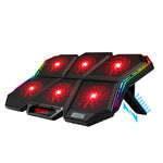 Base de arrefecimento para portátil COOLCOLD RGB com seis ventoinhas ajustáveis, versão colorida 5V, versão sinfonia 12 com toque 5V