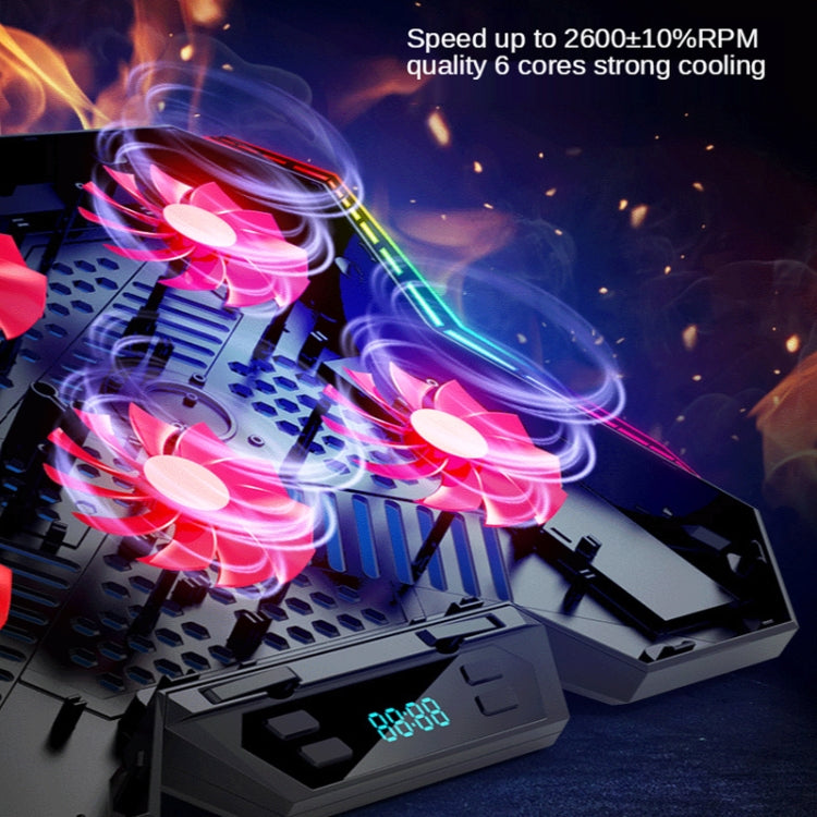 Base de arrefecimento para portátil COOLCOLD RGB com seis ventoinhas ajustáveis, versão colorida 5V, versão sinfonia 12 com toque 5V