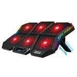 Base de arrefecimento para portátil COOLCOLD RGB com seis ventoinhas ajustáveis, versão colorida 5V, versão sinfonia 12 com toque 5V