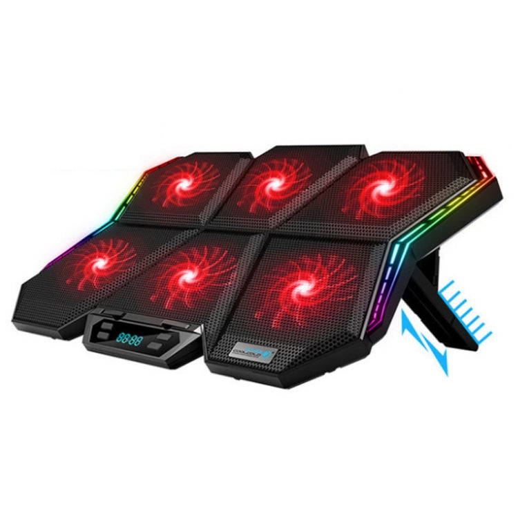 Base de arrefecimento para portátil COOLCOLD RGB com seis ventoinhas ajustáveis, versão colorida 5V, versão sinfonia 12 com toque 5V