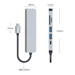 Estação de Acoplamento HUB Multifuncional 6 em 1 USB-C / Tipo-C para HDMI 4K + Leitor de Cartões SD / TF + Carregamento PD USB-C / Tipo-C + 2 Portas USB 3.0, 6 em 1