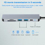 Estação de Acoplamento HUB Multifuncional 6 em 1 USB-C / Tipo-C para HDMI 4K + Leitor de Cartões SD / TF + Carregamento PD USB-C / Tipo-C + 2 Portas USB 3.0, 6 em 1