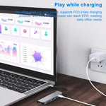 Estação de Acoplamento HUB Multifuncional 6 em 1 USB-C / Tipo-C para HDMI 4K + Leitor de Cartões SD / TF + Carregamento PD USB-C / Tipo-C + 2 Portas USB 3.0, 6 em 1