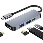Estação de Acoplamento HUB Multifuncional BYL-2011 4 em 1 USB-C / Tipo-C para HDMI 4K + USB 3.0 + USB 2.0 + Portas de Carregamento PD USB-C / Tipo-C, 4 em 1