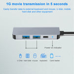 Estação de Acoplamento HUB Multifuncional BYL-2011 4 em 1 USB-C / Tipo-C para HDMI 4K + USB 3.0 + USB 2.0 + Portas de Carregamento PD USB-C / Tipo-C, 4 em 1