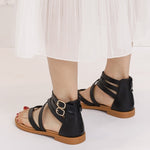 Sandálias de Verão para Senhora com Tiras Cruzadas Estilo Romano Sapatos Retro de Salto Baixo, 36, 37, 38, 39, 40, 41, 42