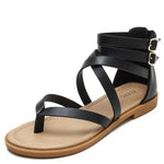 Sandálias de Verão para Senhora com Tiras Cruzadas Estilo Romano Sapatos Retro de Salto Baixo, 36, 37, 38, 39, 40, 41, 42