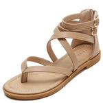 Sandálias de Verão para Senhora com Tiras Cruzadas Estilo Romano Sapatos Retro de Salto Baixo, 36, 37, 38, 39, 40, 41, 42