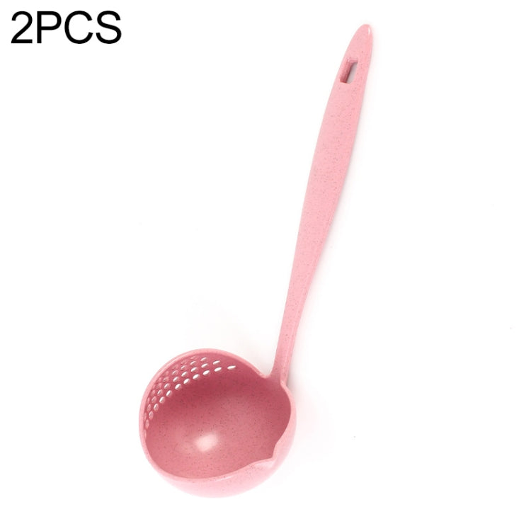 Colher de Sopa e Escorredor em Palha de Trigo Dois em Um, Talheres Ecológicos para Mesa, Colher de Uso Duplo para Hot Pot, Escorredores, Peneiras, Rosa Nórdico, Verde Nórdico, Azul Nórdico, Bege Nórdico