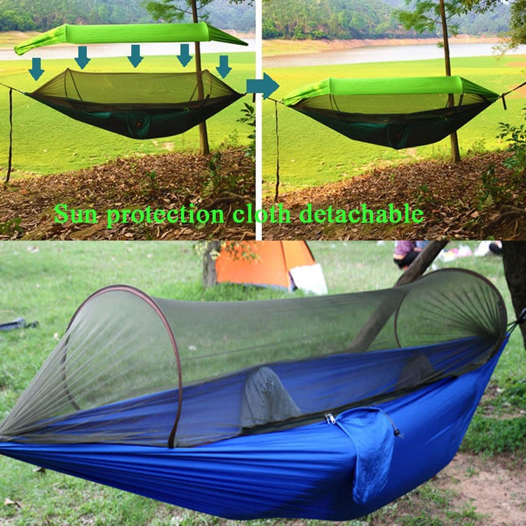 Rede de Dormir de Tecido Pára-quedas com Mosquiteiro e Sombreiro Anti-Mosquito para Exterior, Simples ou Dupla, Balanço Suspenso, Tenda Aérea, 270x140cm (Azul / Azul Claro), 270 x 140cm (Rosa Azul)