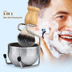B3004 Conjunto de 3 Peças Ferramentas de Estilo Masculino Escova de Barba de Nylon Suporte Tigela de Espuma