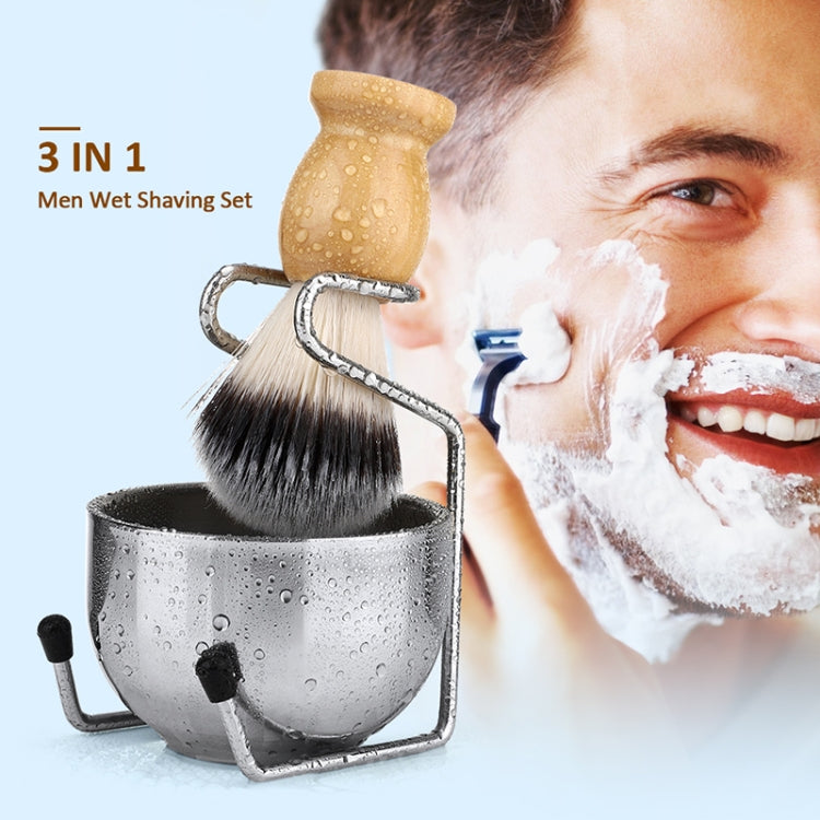 B3004 Conjunto de 3 Peças Ferramentas de Estilo Masculino Escova de Barba de Nylon Suporte Tigela de Espuma
