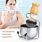 B3004 Conjunto de 3 Peças Ferramentas de Estilo Masculino Escova de Barba de Nylon Suporte Tigela de Espuma