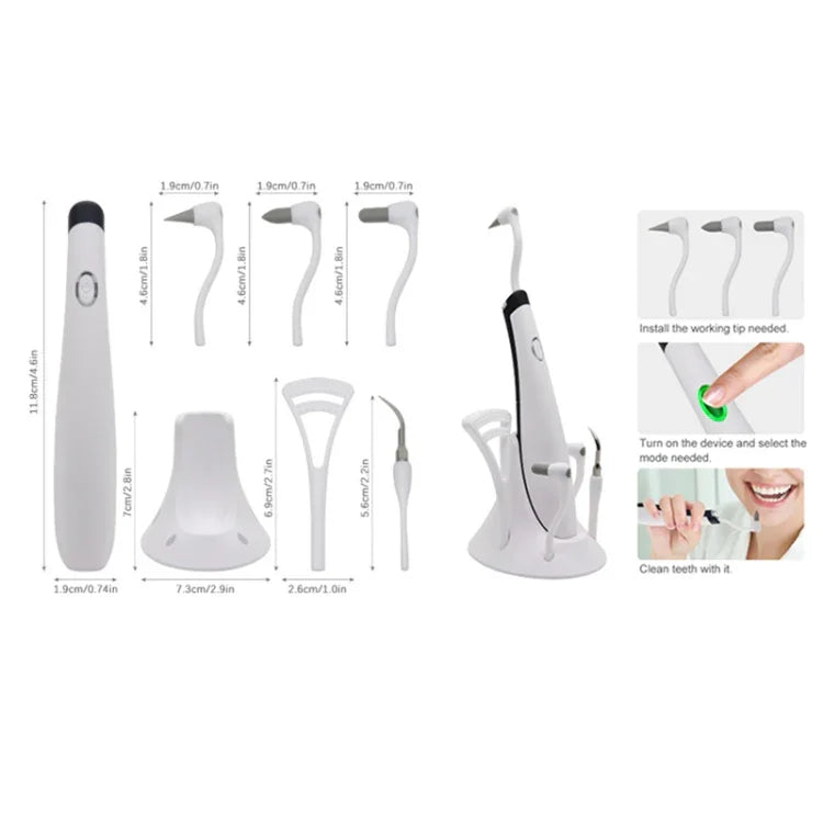 2319-S-51 Escalador Sónico Doméstico Portátil, Ferramenta de Cuidados Dentários, Instrumento de Limpeza Dentária, Branco, Azul, Preto