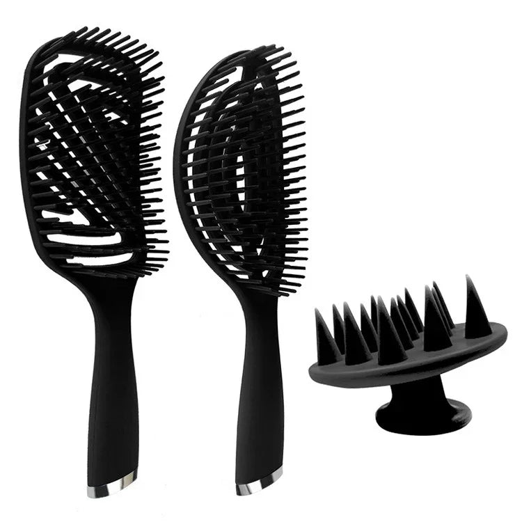 Conjunto de 3 Pentes de Salão de Cabelo Cacheado de Plástico 3 em 1 Pente Oco de Massagem e Pente Mosquito, 3 em 1 Rosa, 3 em 1 Verde, 3 em 1 Preto, 3 em 1 Azul