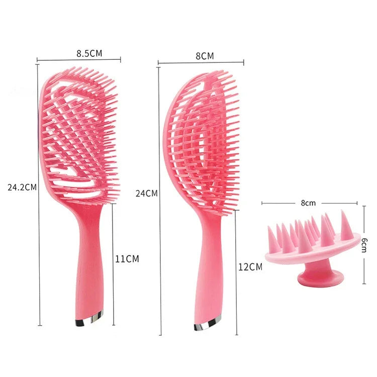 Conjunto de 3 Pentes de Salão de Cabelo Cacheado de Plástico 3 em 1 Pente Oco de Massagem e Pente Mosquito, 3 em 1 Rosa, 3 em 1 Verde, 3 em 1 Preto, 3 em 1 Azul