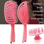 Conjunto de 3 Pentes de Salão de Cabelo Cacheado de Plástico 3 em 1 Pente Oco de Massagem e Pente Mosquito, 3 em 1 Rosa, 3 em 1 Verde, 3 em 1 Preto, 3 em 1 Azul