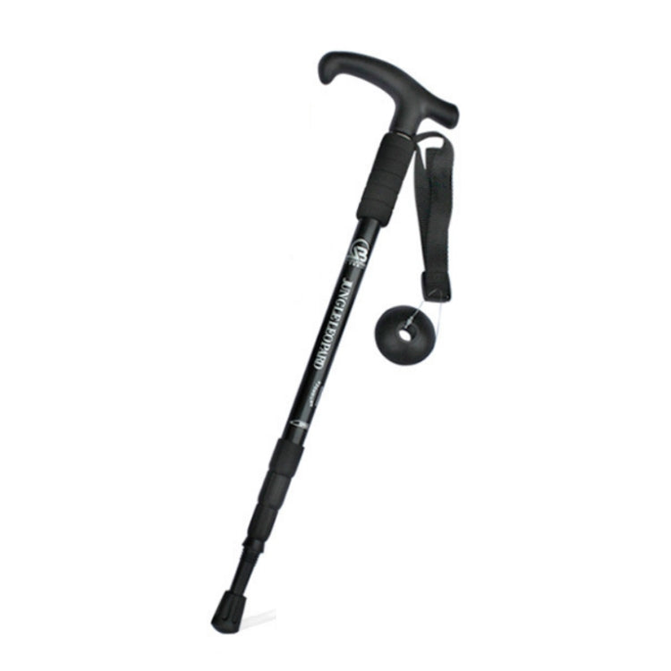 JUNGLELEOPARD Bastão de Trekking de Liga de Alumínio com Punho Curvo de Quatro Secções, Vermelho#52-110cm, Preto#52-110cm, Azul#52-110cm, Prateado Branco#52-110cm