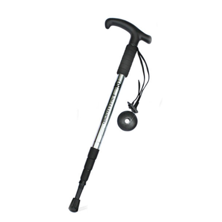 JUNGLELEOPARD Bastão de Trekking de Liga de Alumínio com Punho Curvo de Quatro Secções, Vermelho#52-110cm, Preto#52-110cm, Azul#52-110cm, Prateado Branco#52-110cm
