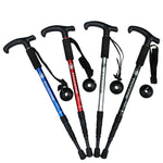 JUNGLELEOPARD Bastão de Trekking de Liga de Alumínio com Punho Curvo de Quatro Secções, Vermelho#52-110cm, Preto#52-110cm, Azul#52-110cm, Prateado Branco#52-110cm