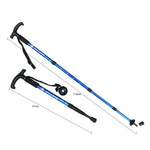 JUNGLELEOPARD Bastão de Trekking de Liga de Alumínio com Punho Curvo de Quatro Secções, Vermelho#52-110cm, Preto#52-110cm, Azul#52-110cm, Prateado Branco#52-110cm