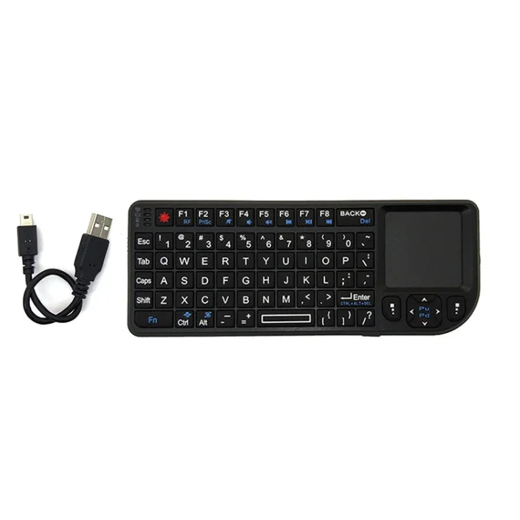 Mini rato e teclado sem fios A8 com teclado touchpad laser, retroiluminação branca em inglês, retroiluminação colorida em inglês