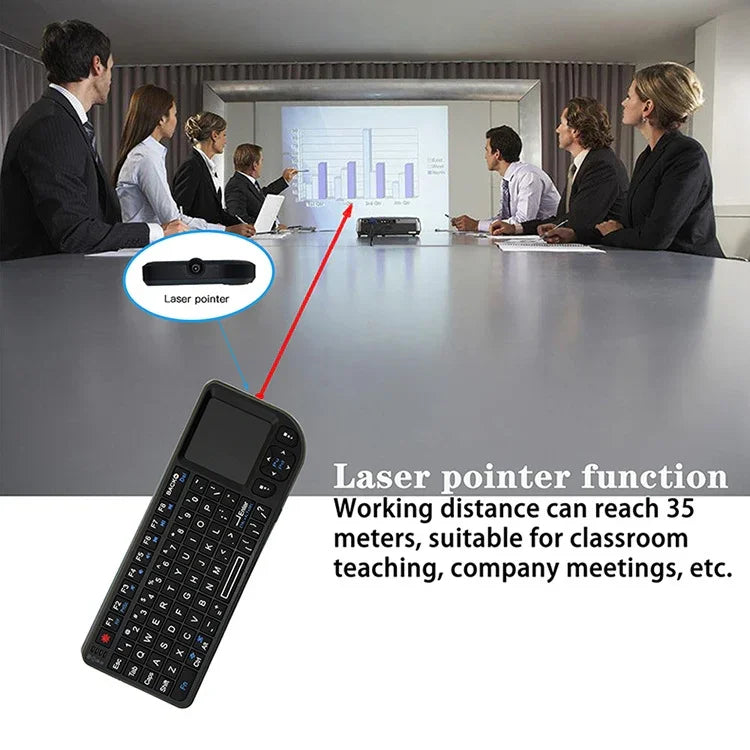 Mini rato e teclado sem fios A8 com teclado touchpad laser, retroiluminação branca em inglês, retroiluminação colorida em inglês