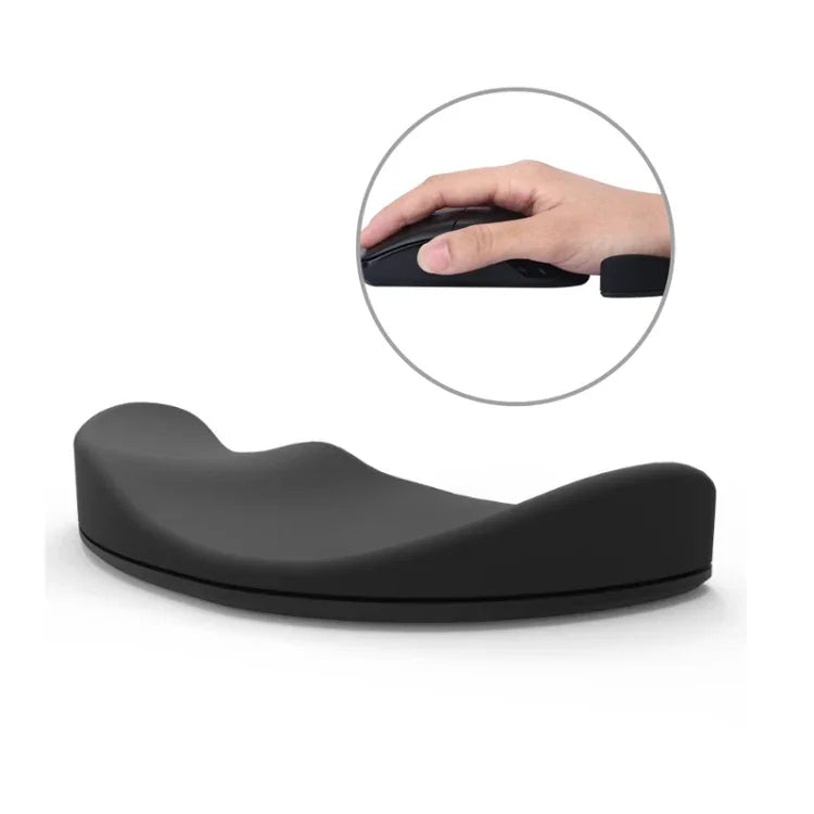 Descanso de Pulso em Silicone para Rato, Apoio para Palma Móvel, Descanso de Mão para Escritório, Versão para Mão Direita, Preto Mão Direita