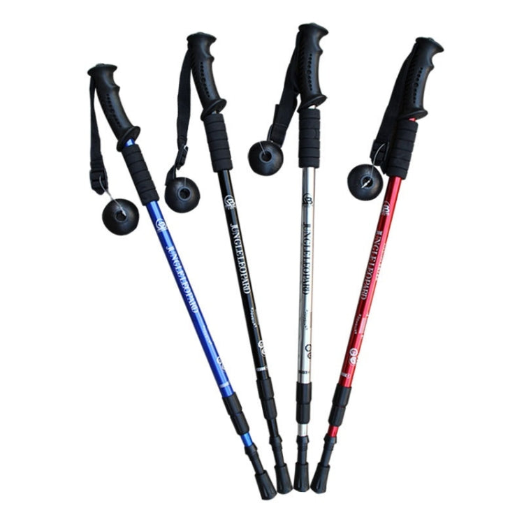 JUNGLELEOPARD Bastão de Trekking de Liga de Alumínio com Punho Reto de Três Secções, Muletas Multifuncionais para Caminhada, Vermelho#66-135cm, Azul#66-135cm, Preto#66-135cm, Prateado Branco#66-135cm