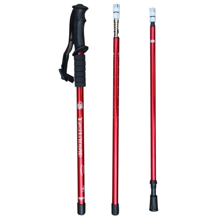 JUNGLELEOPARD Bastão de Trekking de Liga de Alumínio com Punho Reto de Três Secções, Muletas Multifuncionais para Caminhada, Vermelho#66-135cm, Azul#66-135cm, Preto#66-135cm, Prateado Branco#66-135cm