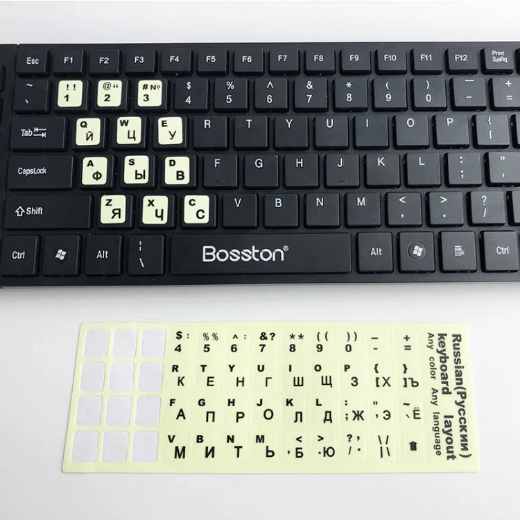 3 autocolantes luminosos para teclado para computador portátil e de secretária, autocolantes para teclado em inglês, árabe, russo com letras pretas, inglês, italiano, alemão, espanhol, japonês, francês, coreano, hebraico, tailandês
