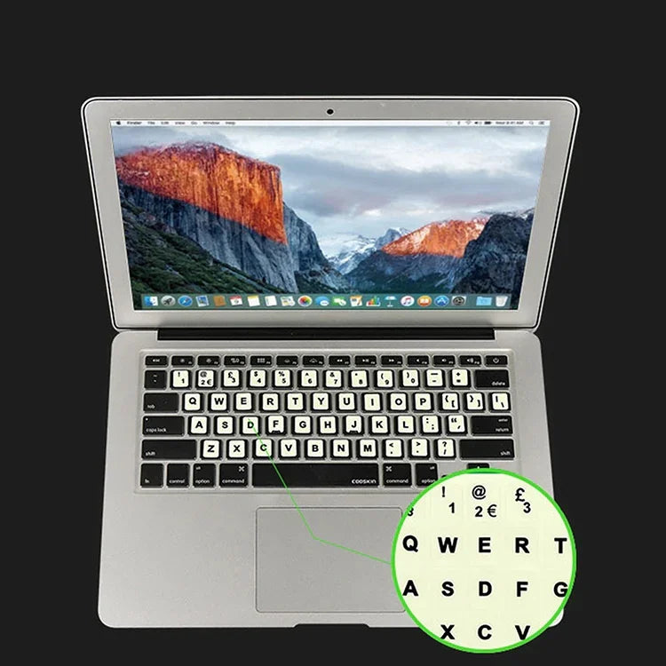 3 autocolantes luminosos para teclado para computador portátil e de secretária, autocolantes para teclado em inglês, árabe, russo com letras pretas, inglês, italiano, alemão, espanhol, japonês, francês, coreano, hebraico, tailandês